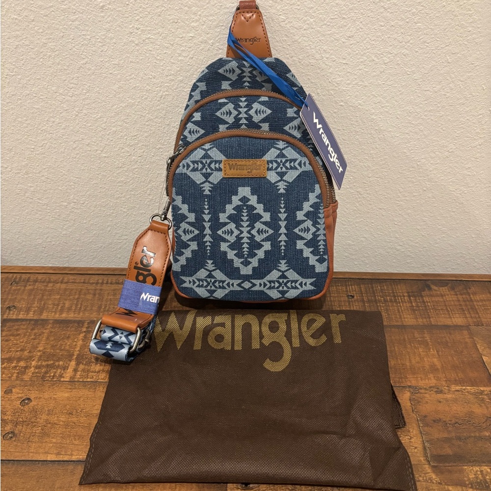 Wrangler Denim Blue and Brown Patterned Bum/Crossbody  Bag